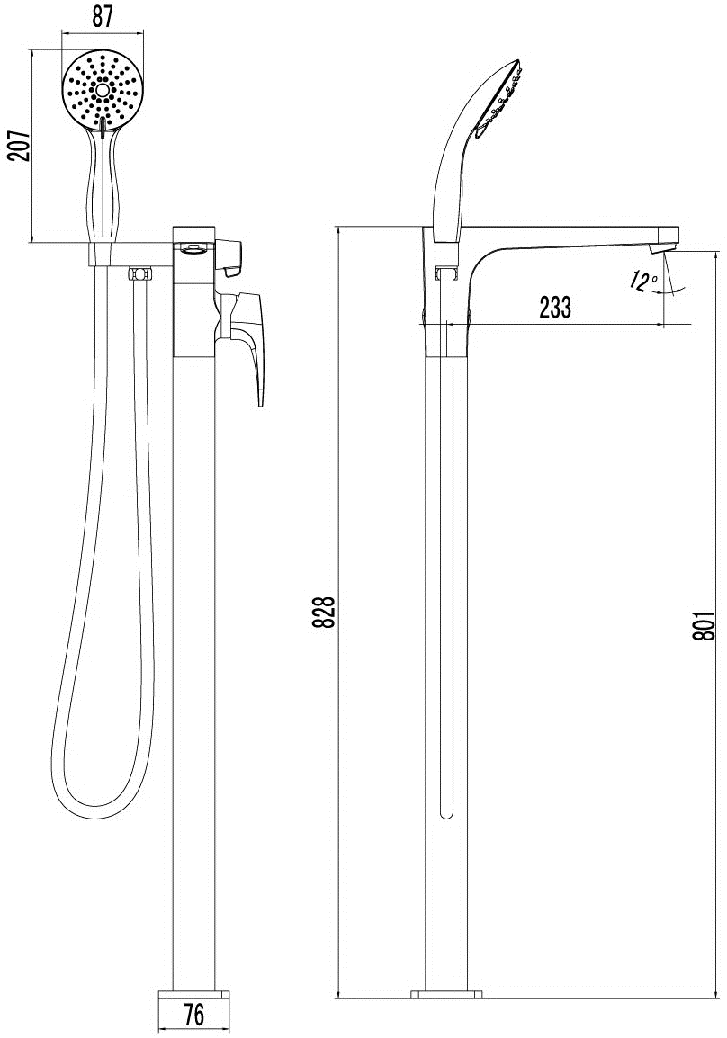 Lemark Shift LM4344C Смеситель для ванны напольный