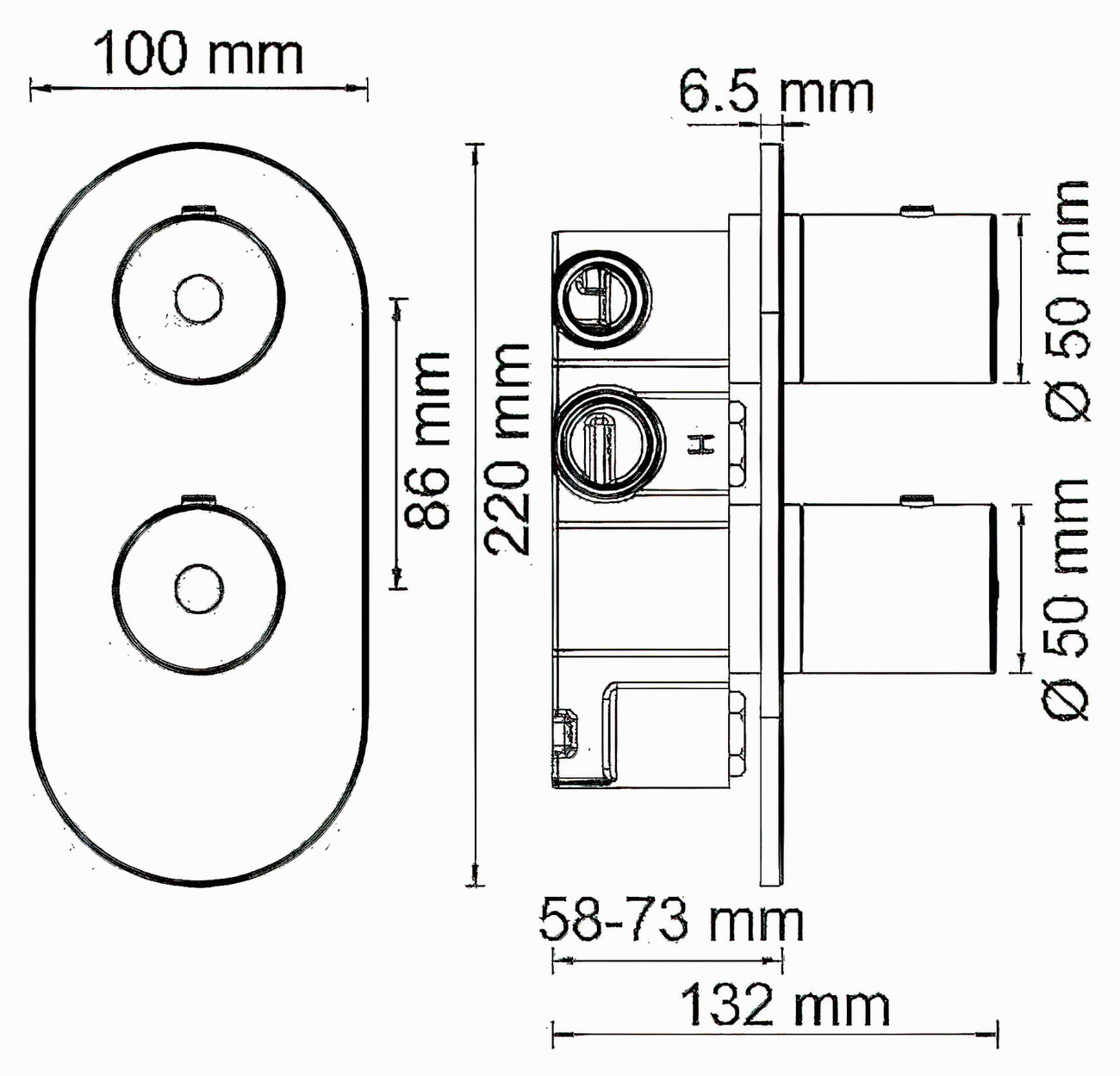 WasserKraft Berkel 4833 Термосмеситель для ванны встраиваемый (2 выхода)