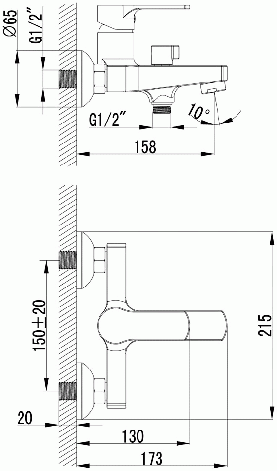 Lemark Plus Grace LM1512C Смеситель для ванны