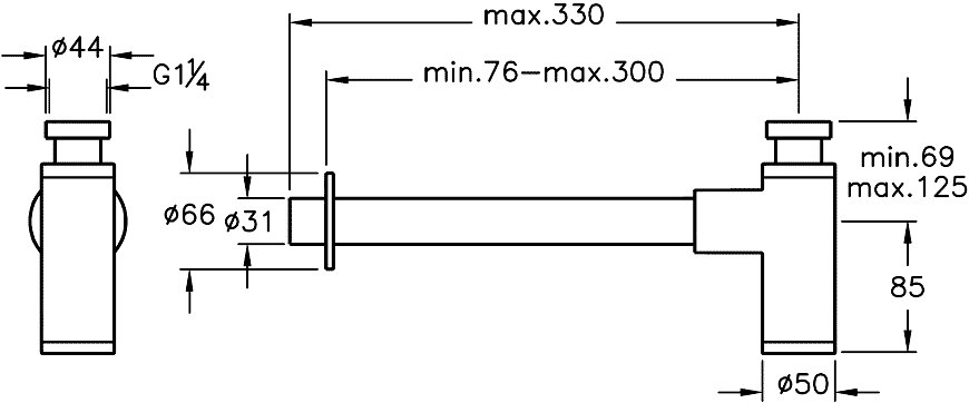 Vitra A45123EXP Сифон 1-1/4"x32 для раковины