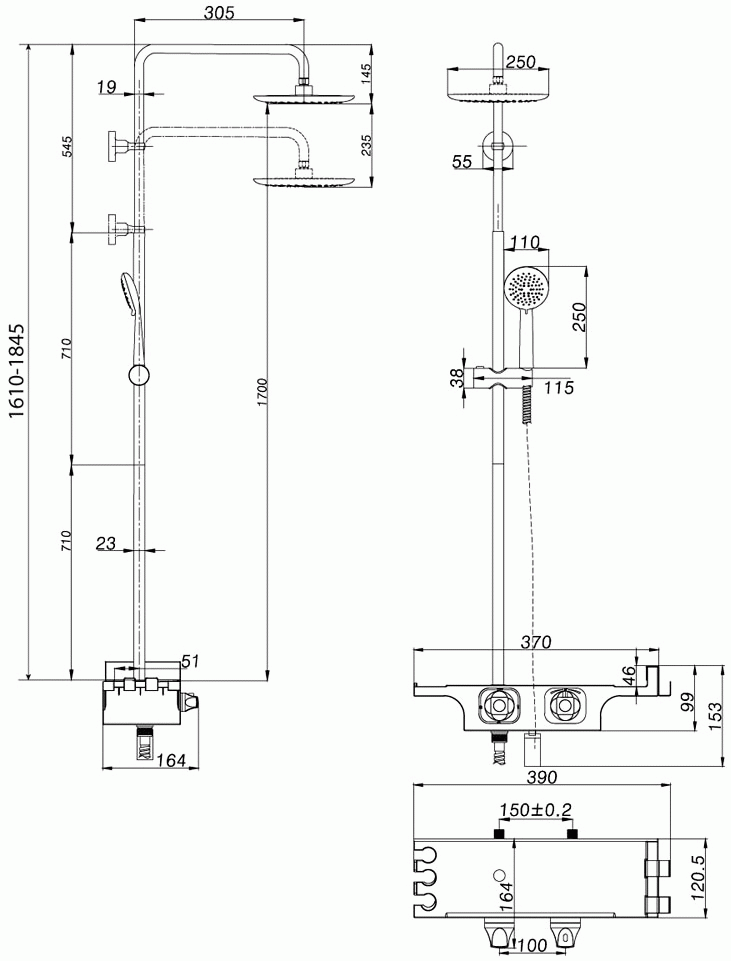 Lemark Tropic LM7008C Душевая система с термостатом