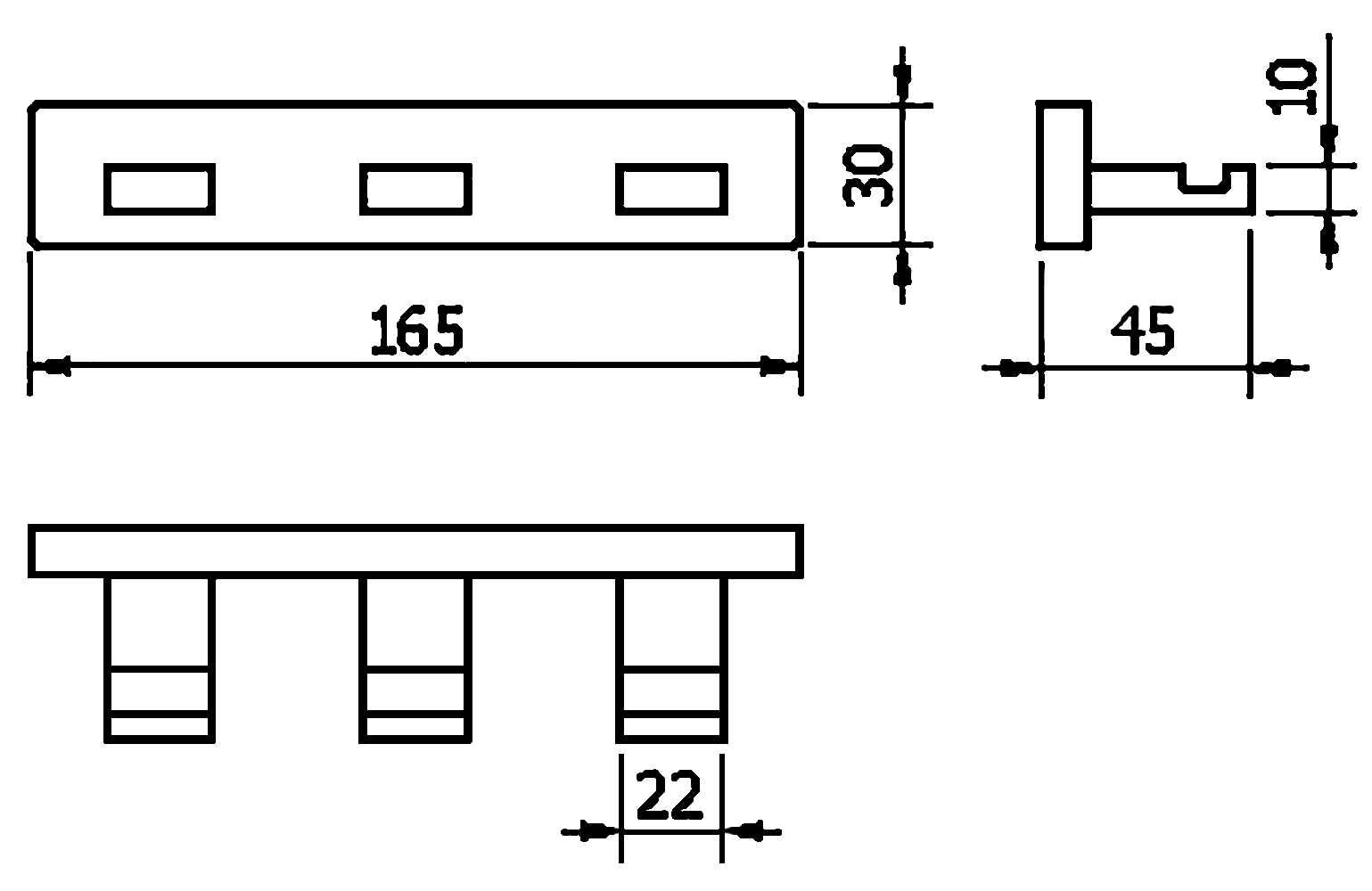 Langberger Alster 10933A Планка с 3-мя крючками