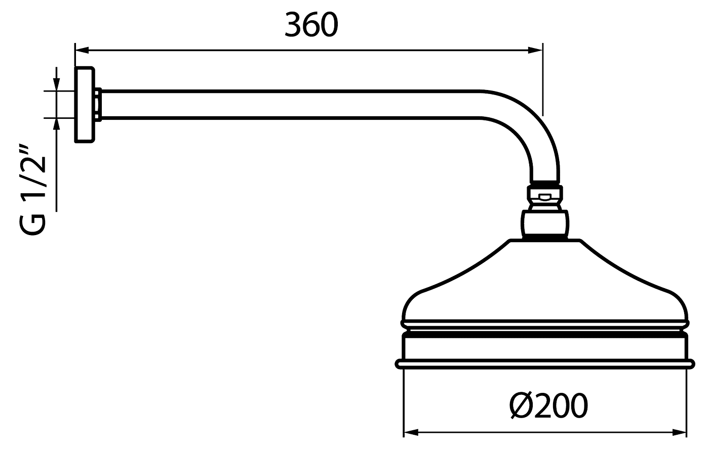 Webert AC0014.010  Верхний душ Ø200 мм с кронштейном (золото)