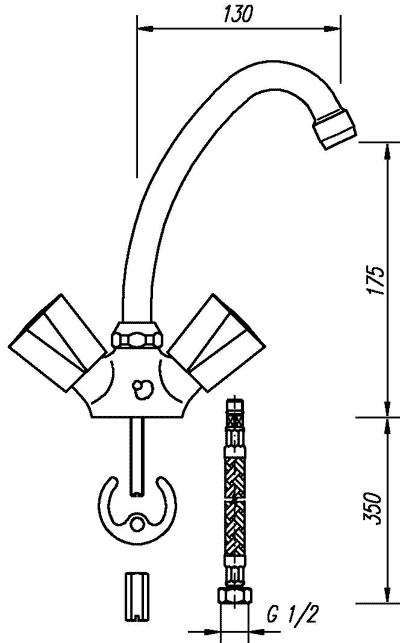 Mofem Evrostar 105E 140-0001-06  Смеситель для раковины высокий (резина)