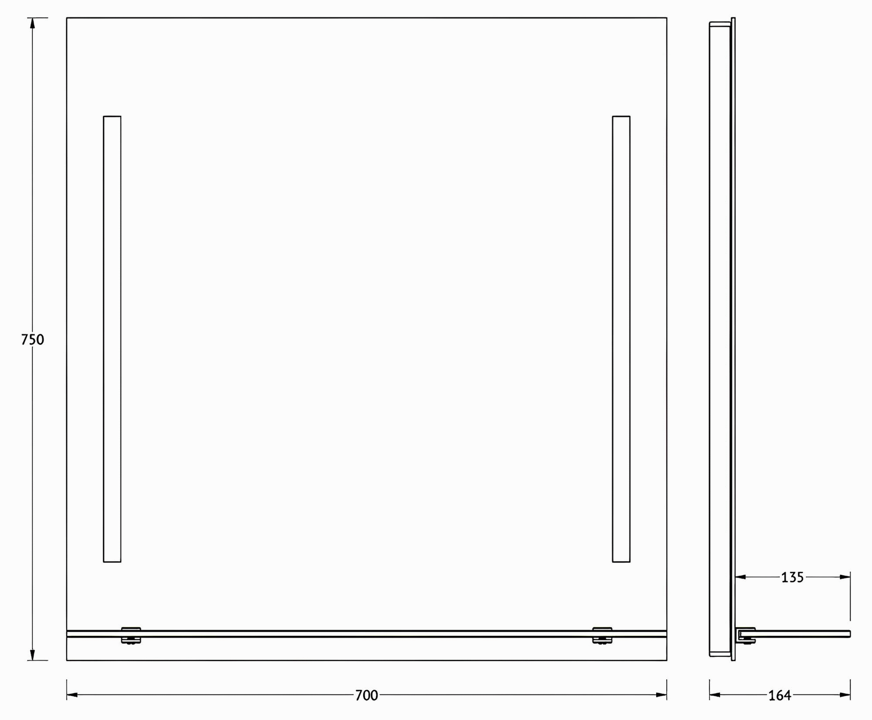 Evoform Ledline-S BY2163 Зеркало 700x750 с полочкой и LED-светильниками