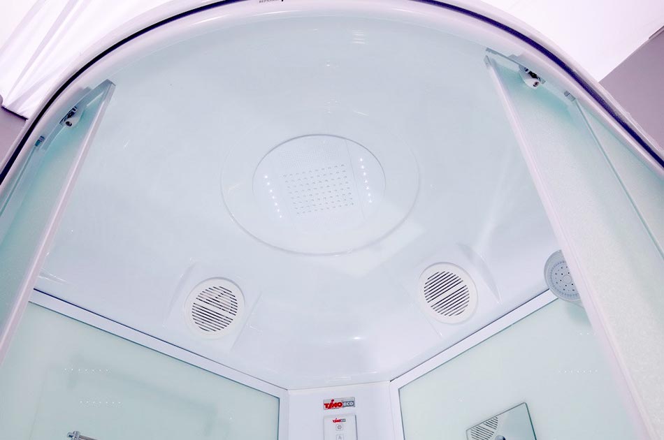 Timo Eco TE-0701 Душевая кабина 100x100x215 сегмент 1/4 круга (ГМ, подсветка, пульт, FM)