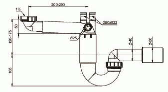 Prevex P-loc PL1-N2N45-001 Сифон для мойки