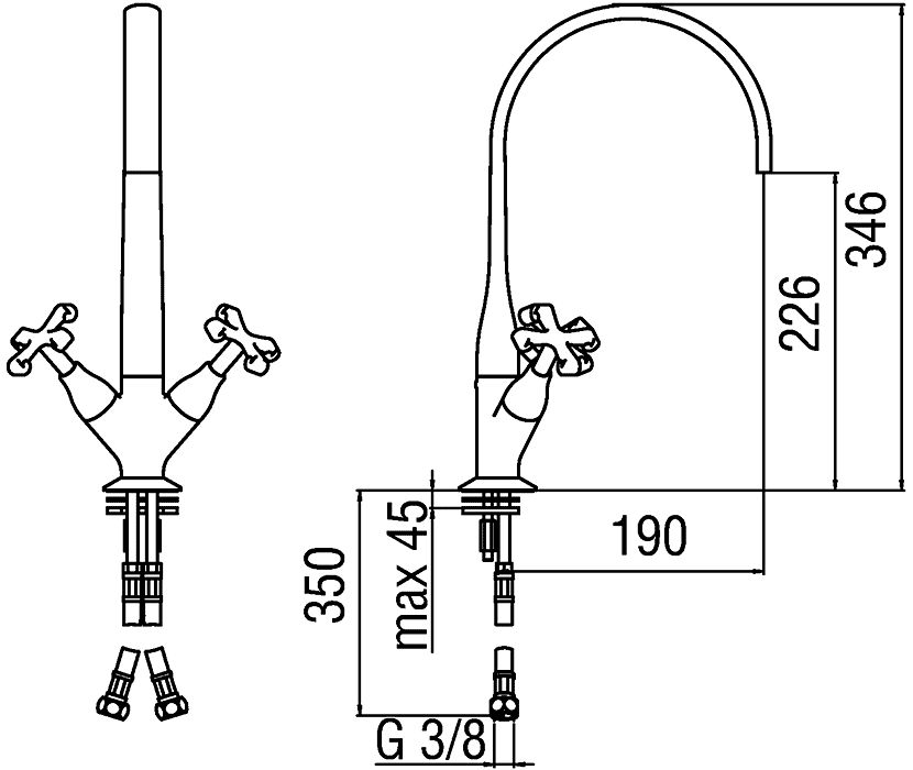 Nobili Carlos Primero CP217/T3CR  Смеситель кухонный (хром)