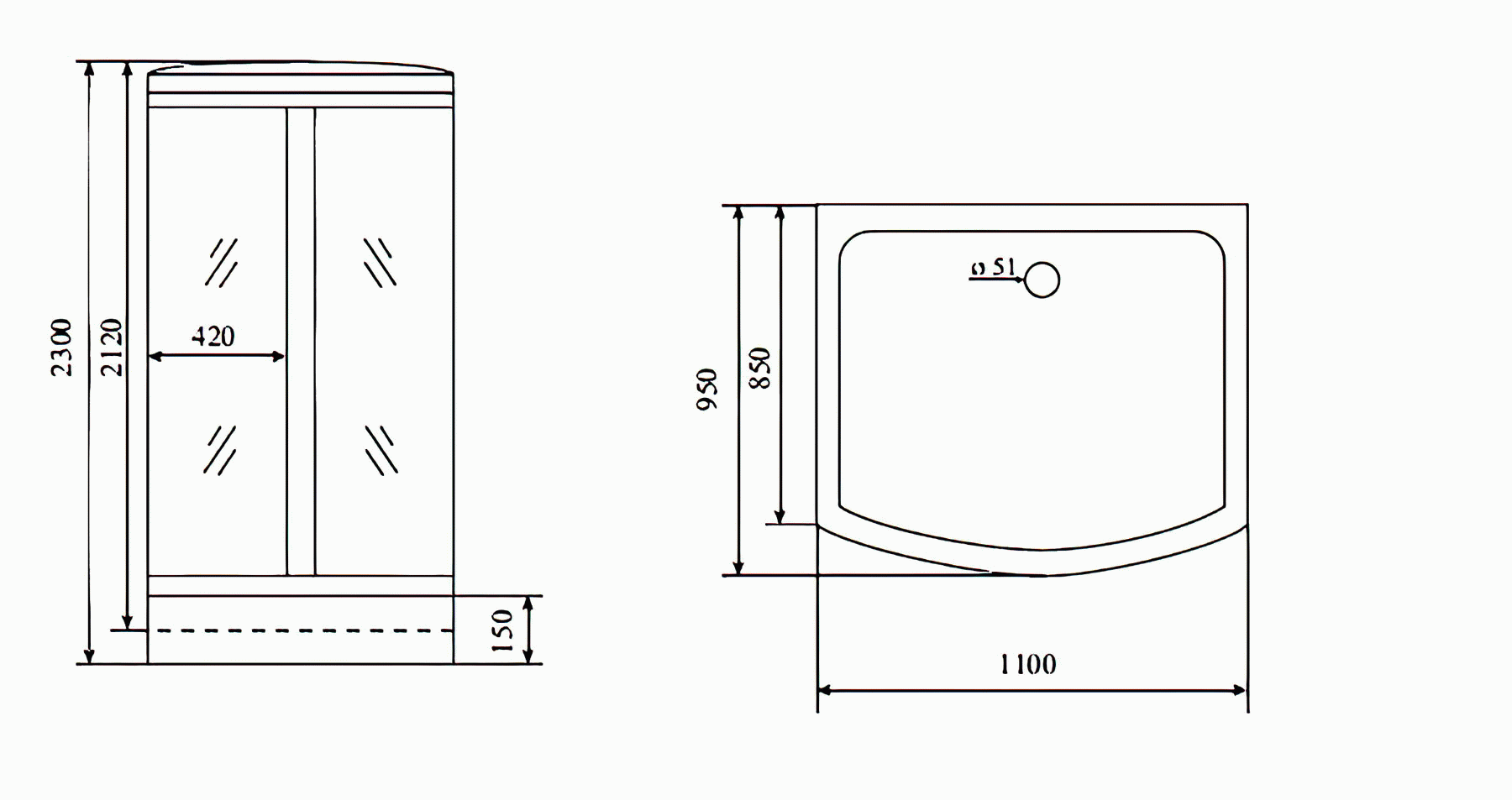 Timo Lux TL-1501 Душевая кабина 110x95x230