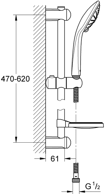 Grohe Euphoria 27231 001 Massage Душевой гарнитур 3 режима, штанга 0.6 м