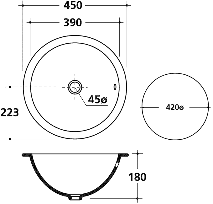 Galassia Lene 6023 Раковина врезная Ø450