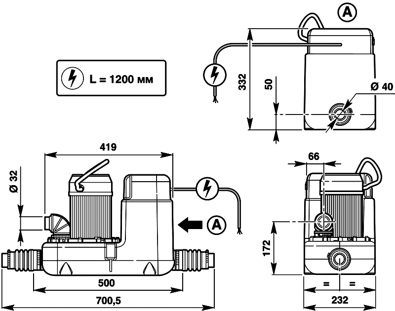SFA SANICOM®  Высокопроизводительный канализационный насос (750 Вт)