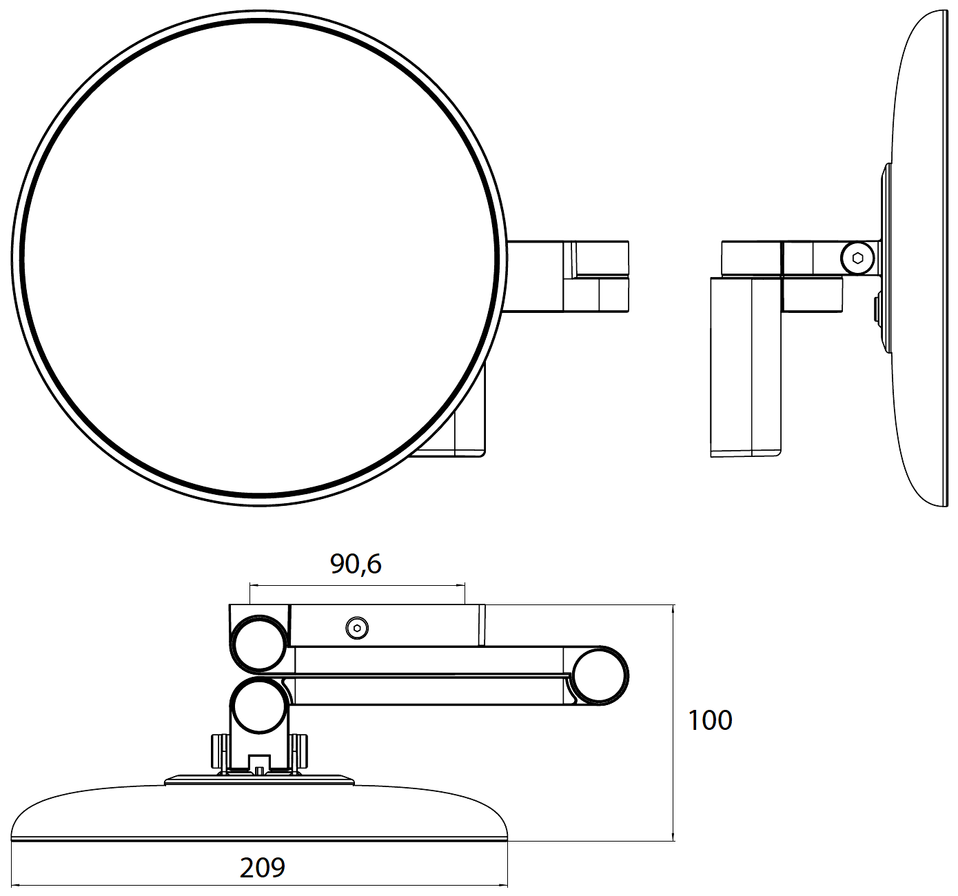 Emco Evo 1095 133 30 Косметическое зеркало LED Ø209 скрытое подключение (чёрный)