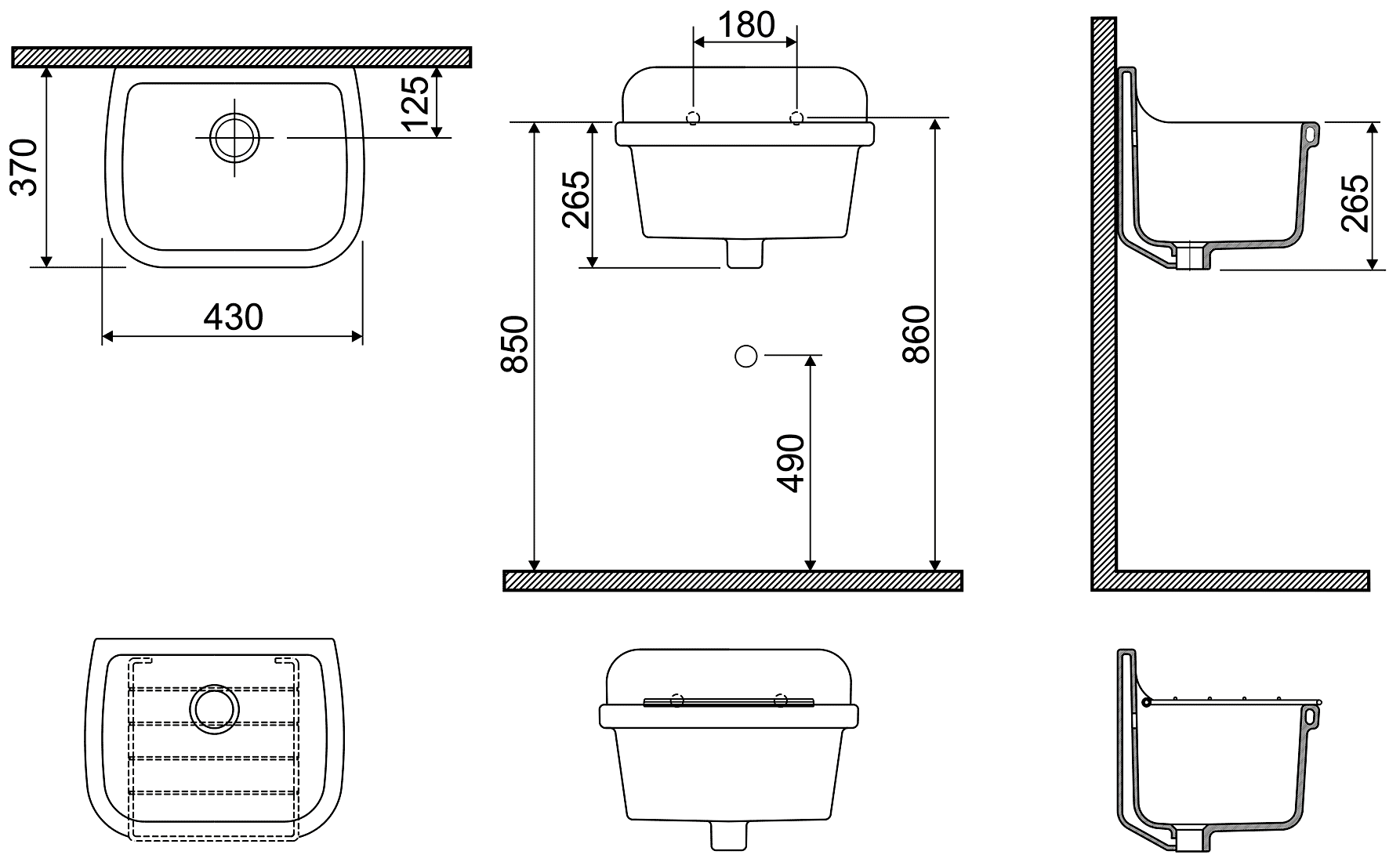 Vitra Arkitekt 6109B003-0012 Мойка техническая 430x370 с решёткой 424520