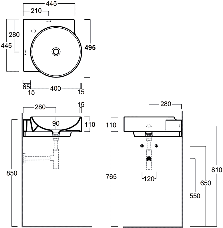 Simas Flow FL24 Раковина угловая 495х495