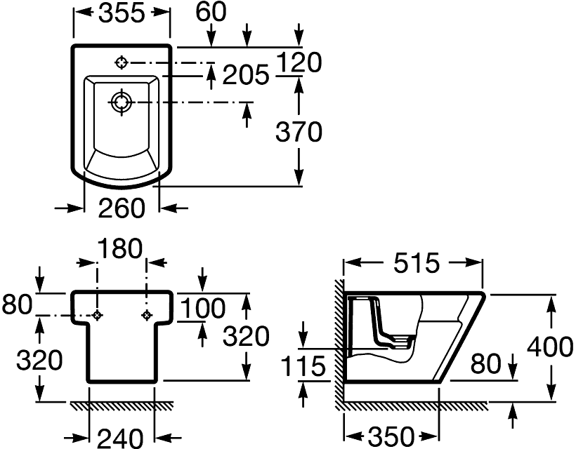 Roca Hall 357625000/806620004  Биде подвесное с крышкой