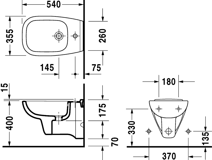 Duravit D-CODE 223615  Биде подвесное