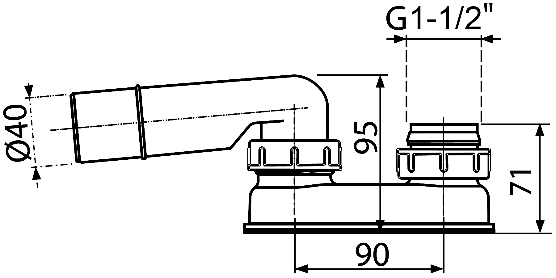 Alcadrain A53-DN40 Сифон для ванны G1-1/2"x40