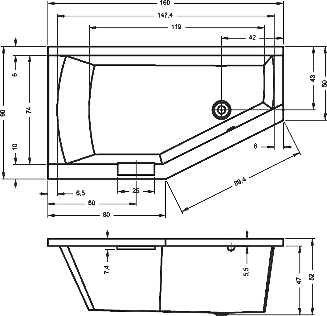 Riho Geta 160R Ванна акриловая 1600x900 295 л (правая)