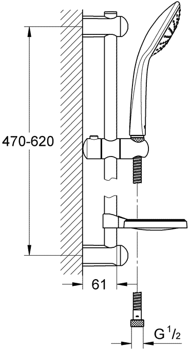 Grohe Euphoria 27266 001 Mono Душевой гарнитур с мыльницей, штанга 0.6 м