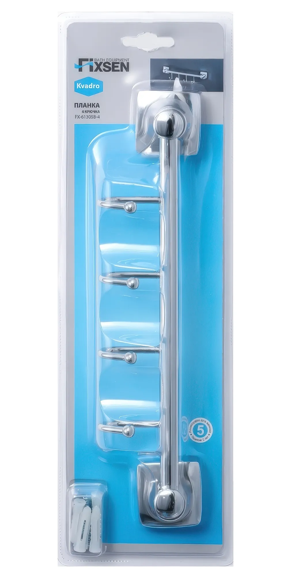 Fixsen Kvadro FX-61305B-4 Планка с 4-мя крючками