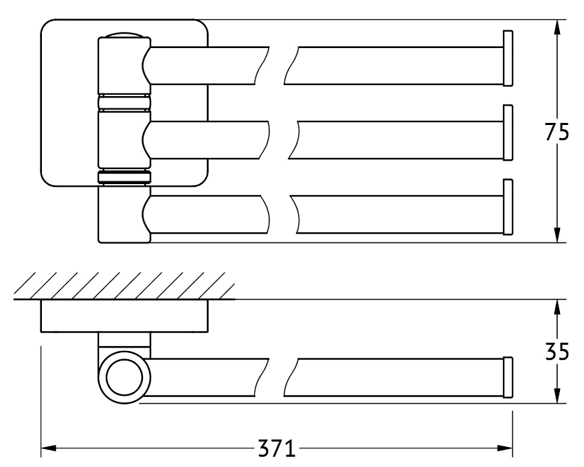 Ellux Avantgarde AVA017  Полотенцедержатель 3-ной поворотный