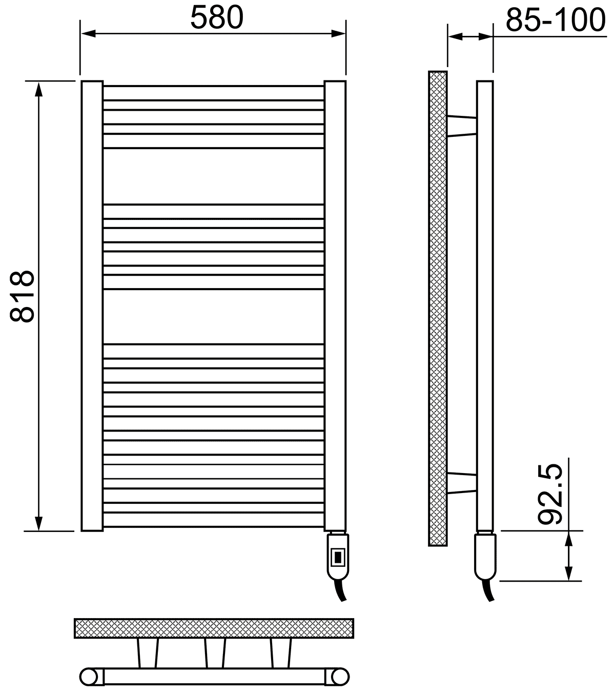 Irsap Ares EIS058I01IR01NNN03 Электрический полотенцесушитель 580x818 400 Вт с выключателем (белый)