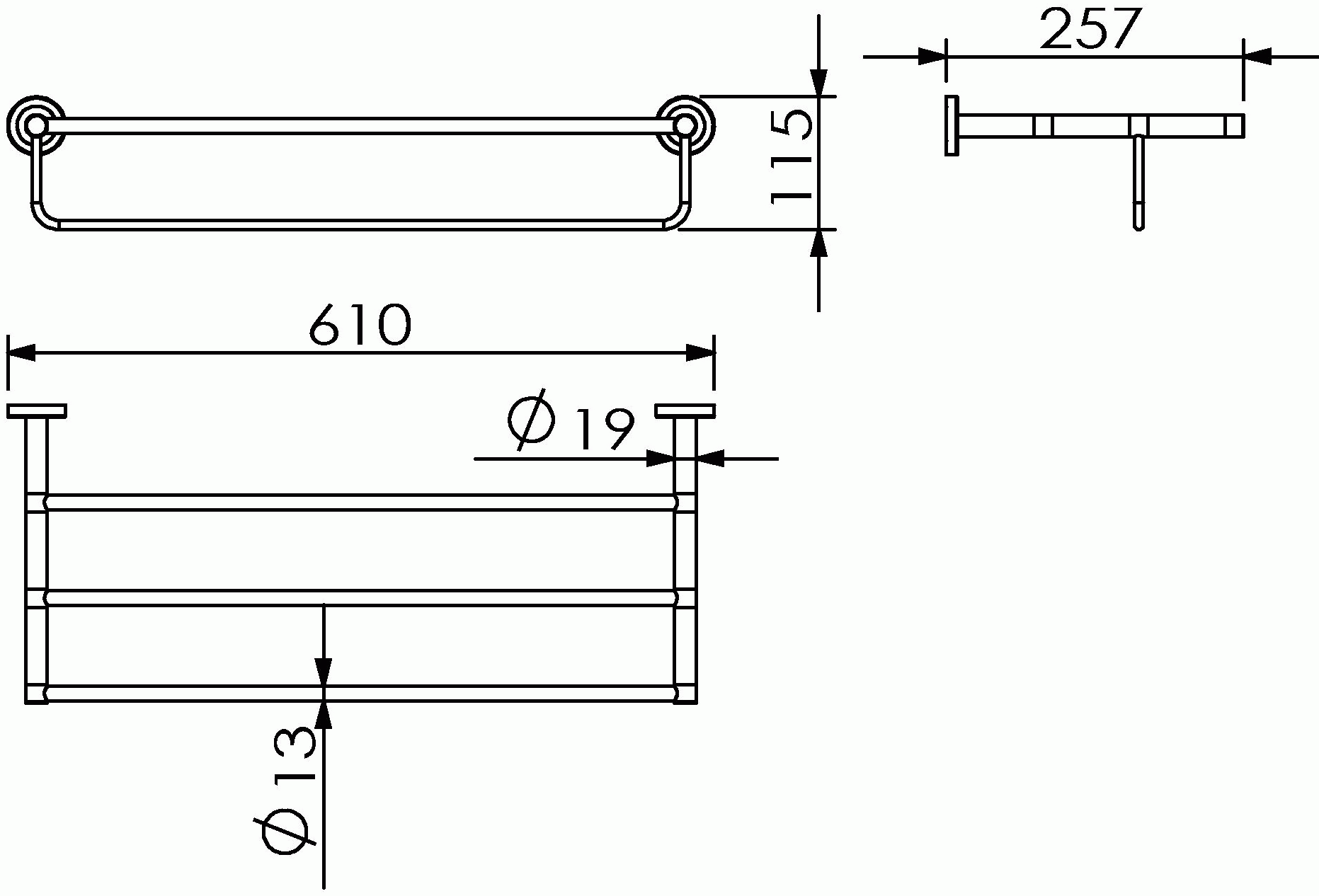 Langberger Burano 11003B Полка для полотенец 60 см