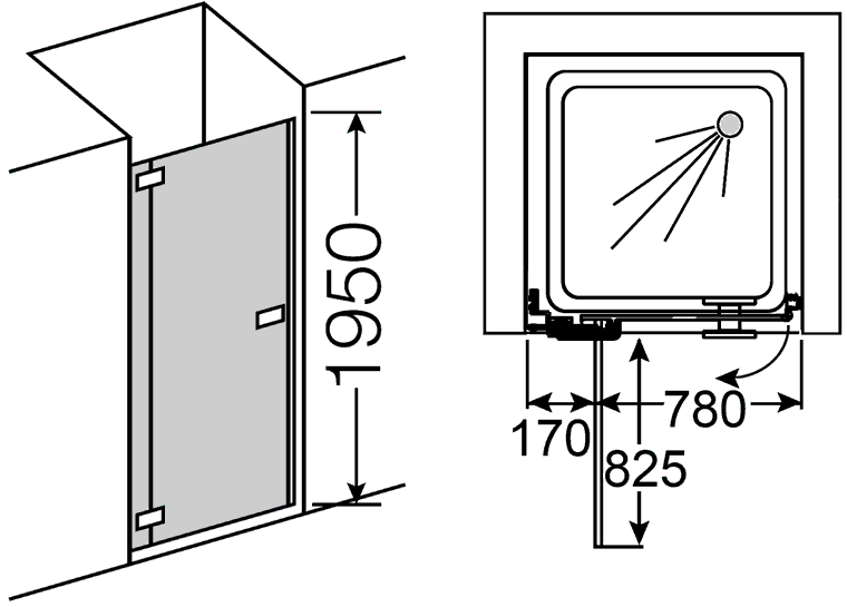 Provex E-LITE 0005 EN 05GL-L  Дверь 1000x1950 в душевой проём (прозрачное стекло)