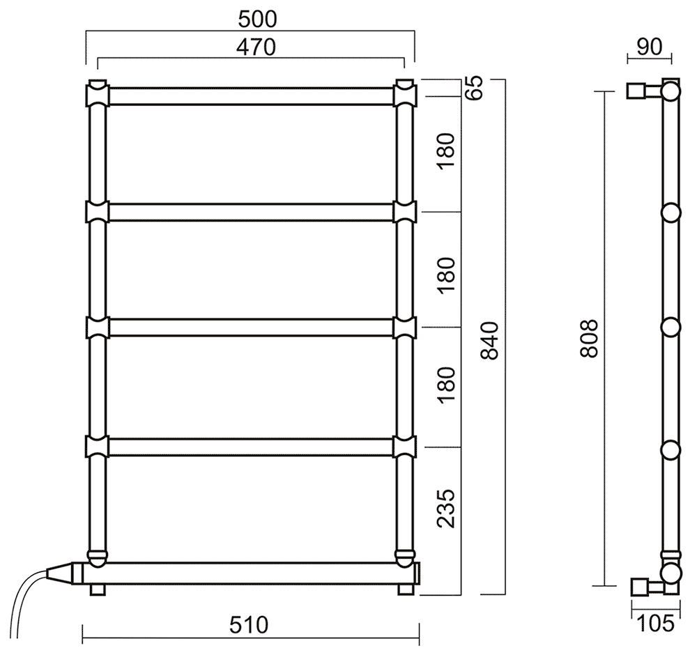 Margaroli Sole 542/5 CR  Электрический полотенцесушитель (хром)