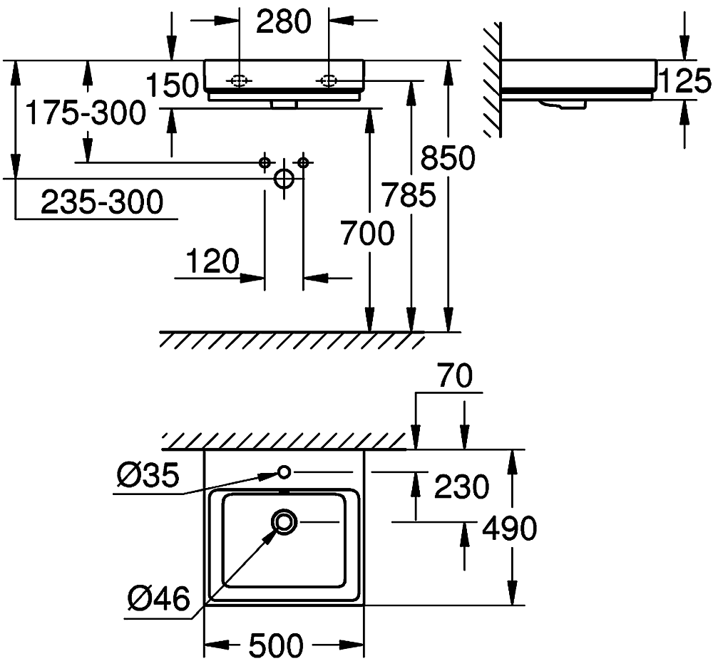 Grohe Cube Ceramic 39474 00H Раковина 500x490