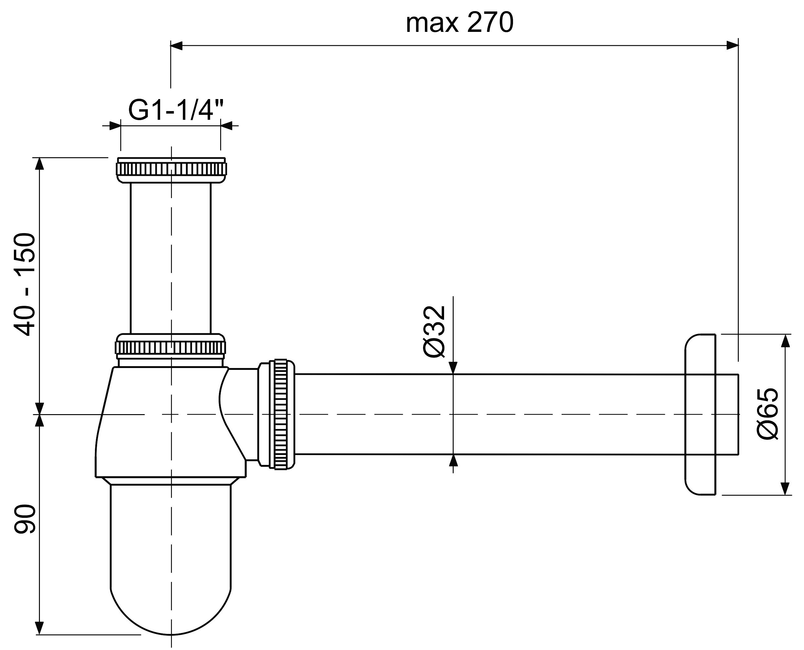 Remer 970 Сифон для раковины 1-1/4"x32 (хром)