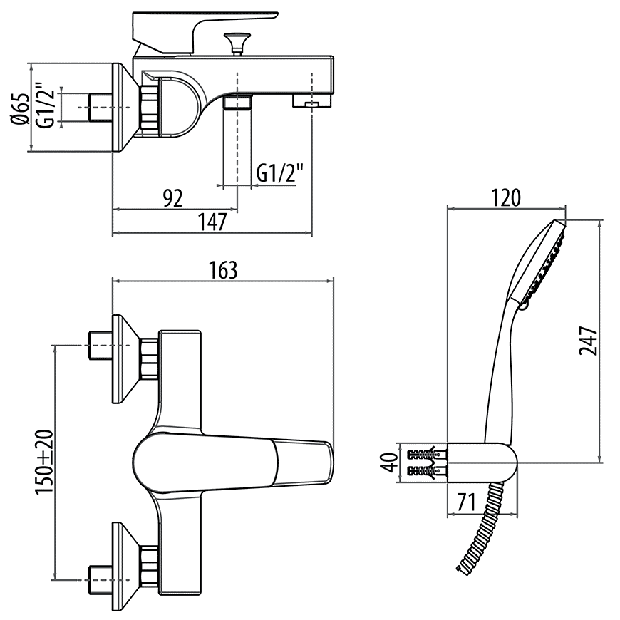 Gattoni H2Omix3000 3000/30C0 Смеситель для ванны с душевым набором