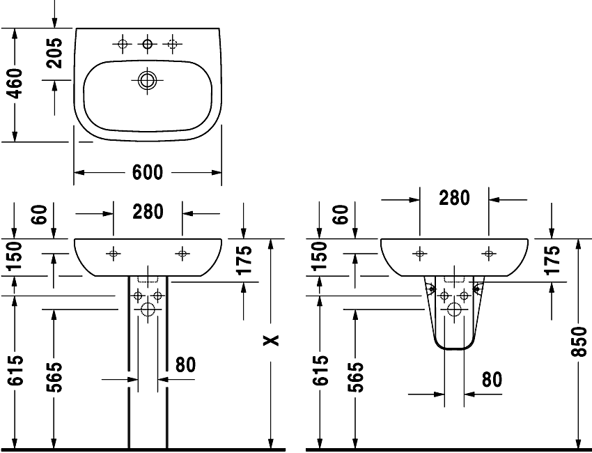 Duravit D-CODE 231060 Раковина 600х460