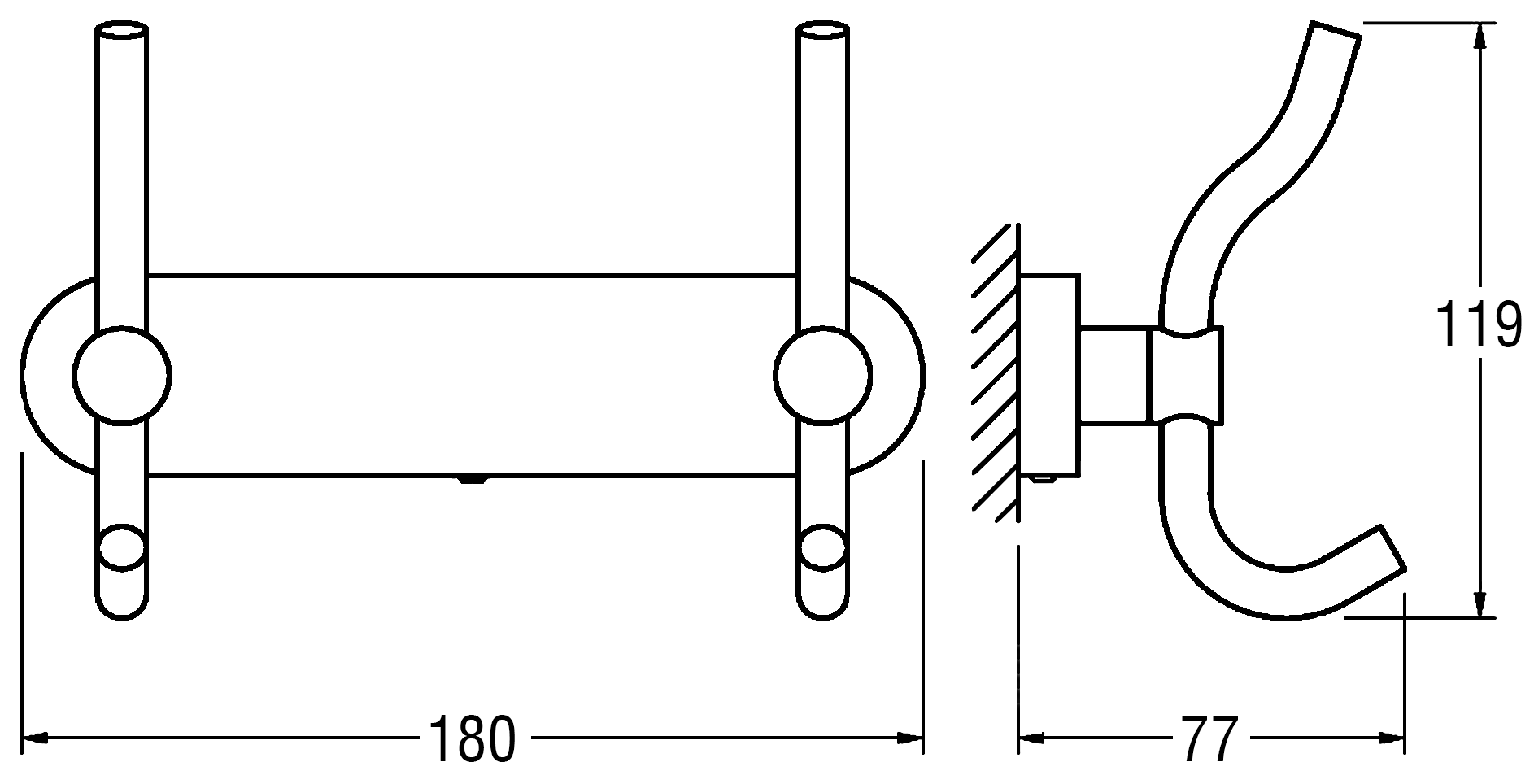 ArtWelle Harmonie HAR005 Планка с 2 крючками-вешалками