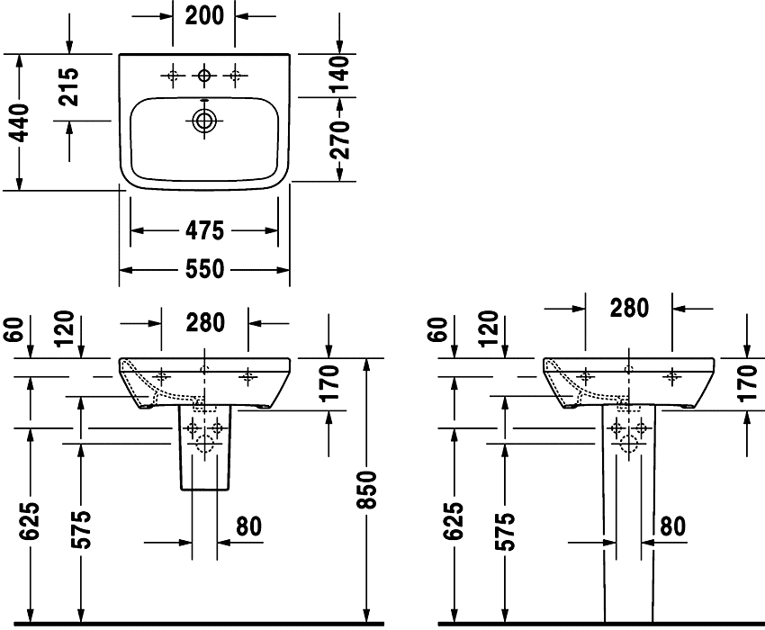 Duravit DuraStyle 231955 Раковина 550x440