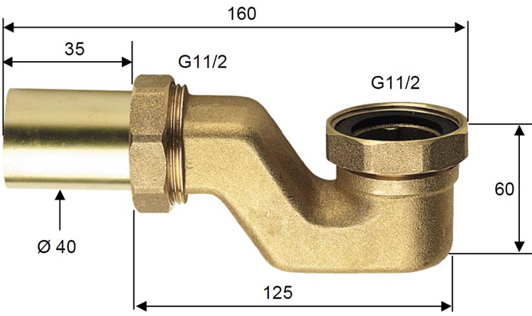 Remer 98112 Сифон для ванны 1-1/2"x40 латунный