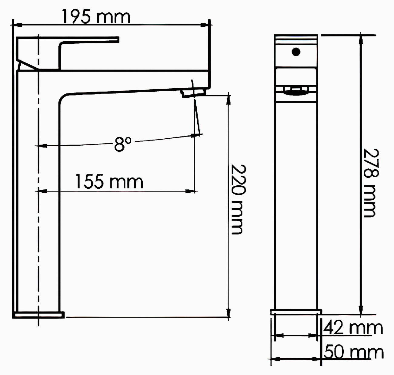 WasserKraft Abens 2003H Смеситель для свободностоящей раковины (чёрный)