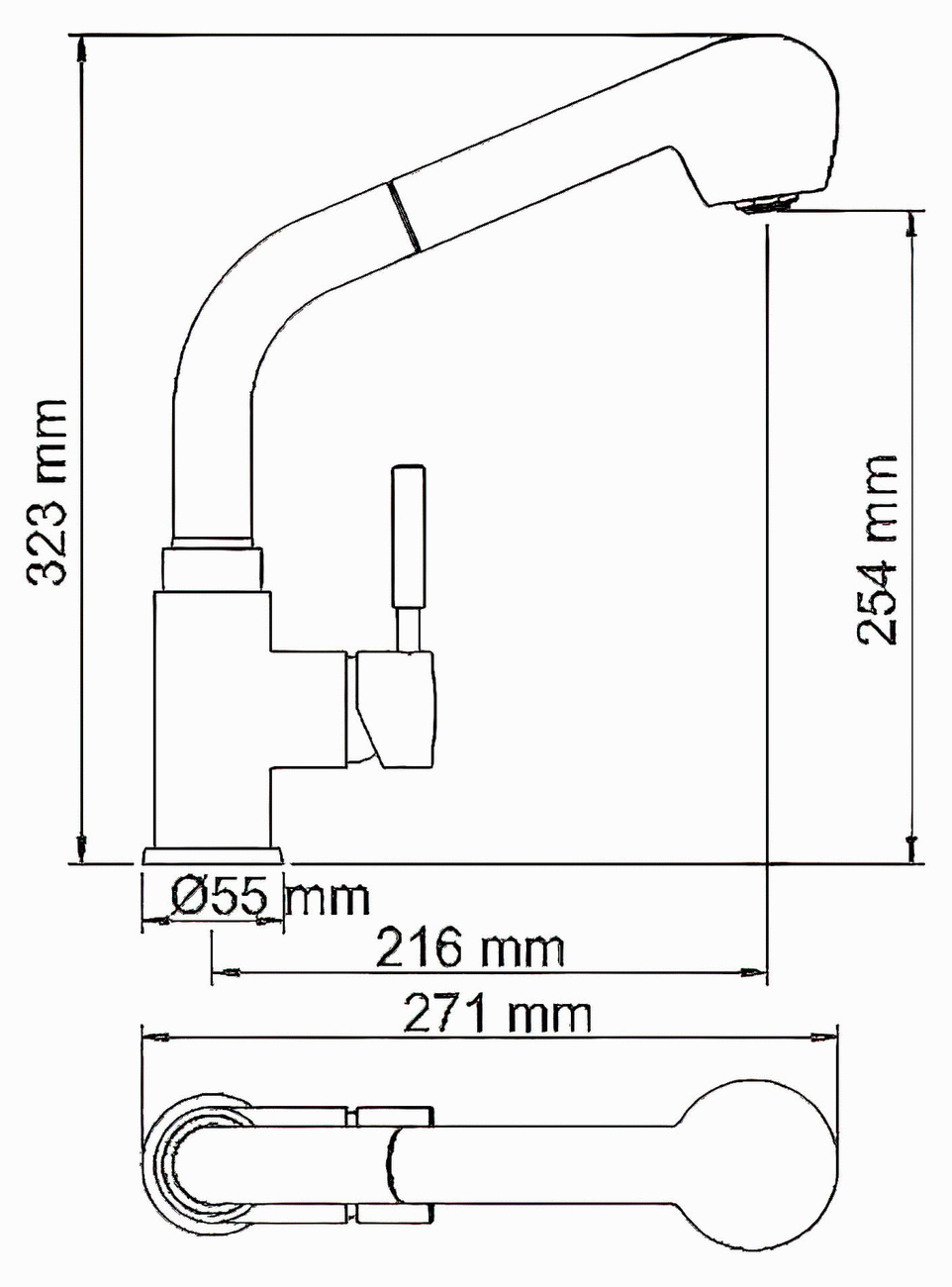 WasserKraft Wern 4266 Смеситель для кухни с выдвижным душем (сталь)