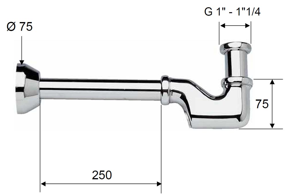 Remer 956114 Сифон для раковины/биде 1-1/4"x32 литой (хром)