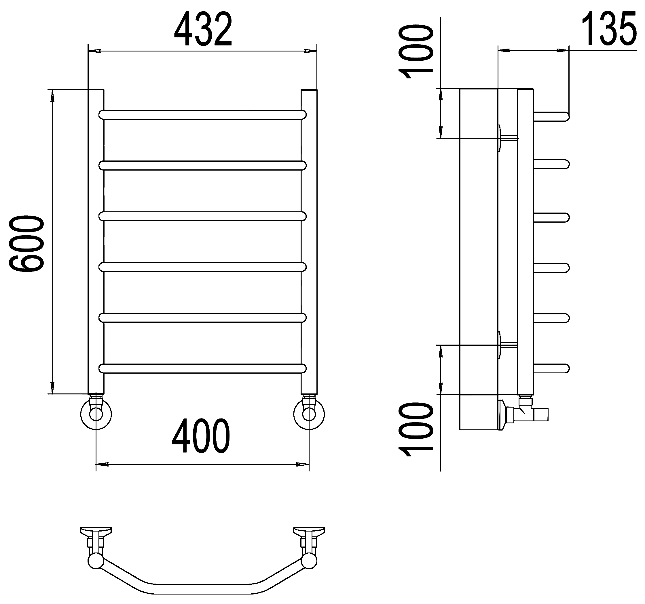 Terminus Виктория П6 Полотенцесушитель водяной 400x600