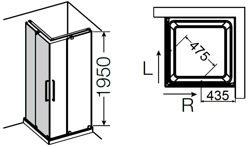 Provex S-LITE 0004 SK 05GL  Душевой уголок 900x900x1950 (прозрачное стекло)