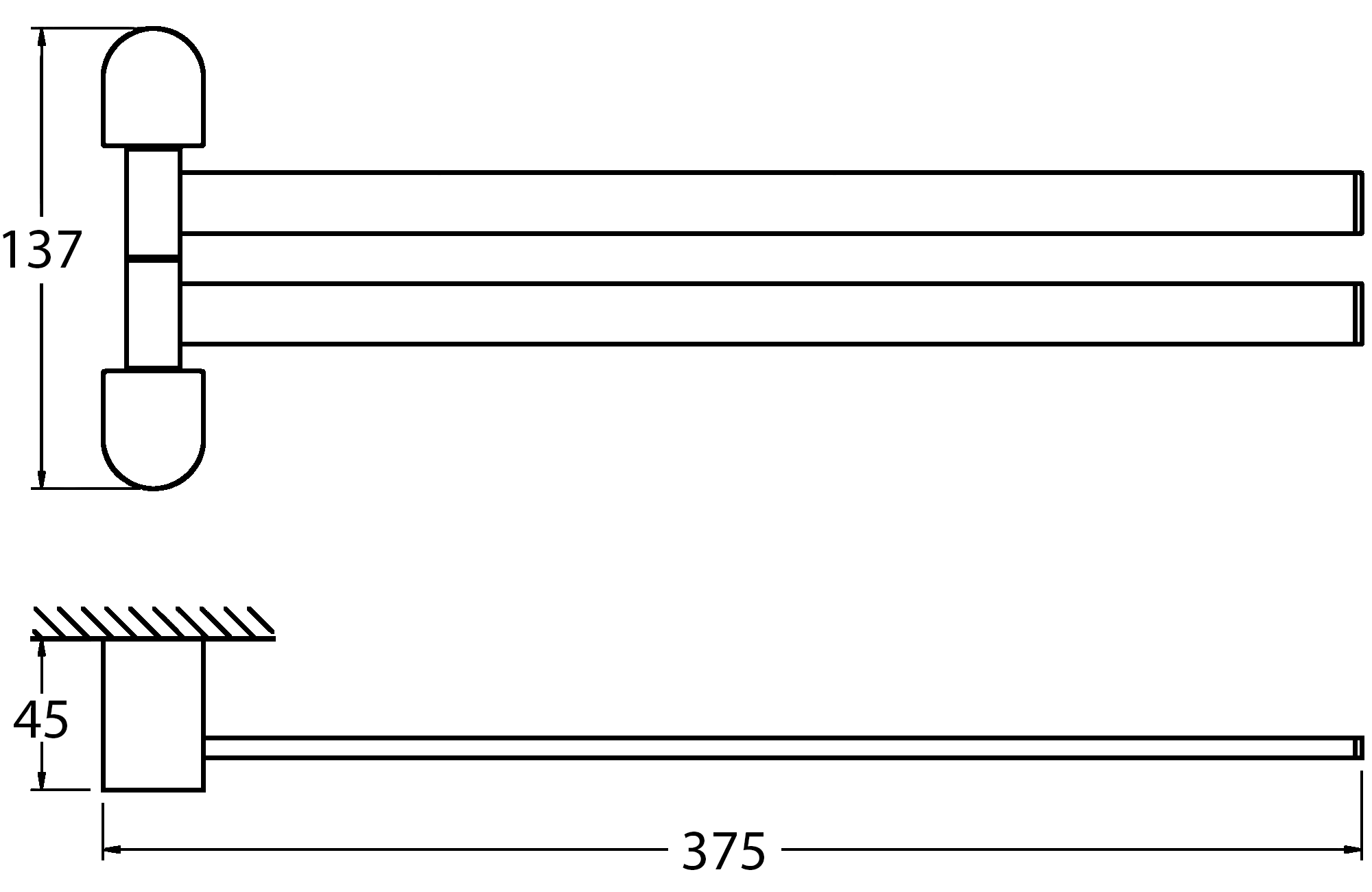 ArtWelle Schwarz 7731 Полотенцедержатель двойной поворотный (чёрный)