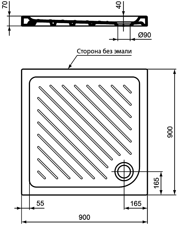 Vidima W8333 61  Керамический душевой поддон 900x900 (квадрат)