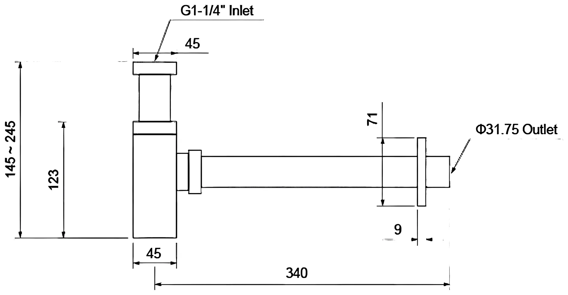 Aquatek AQ6013MB Сифон для раковины 1-1/4" (чёрный)