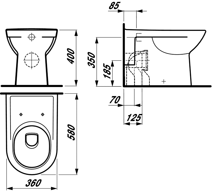 Laufen PRO 8.2295.1/8.9195.1  Унитаз напольный без бачка с крышкой SoftClose