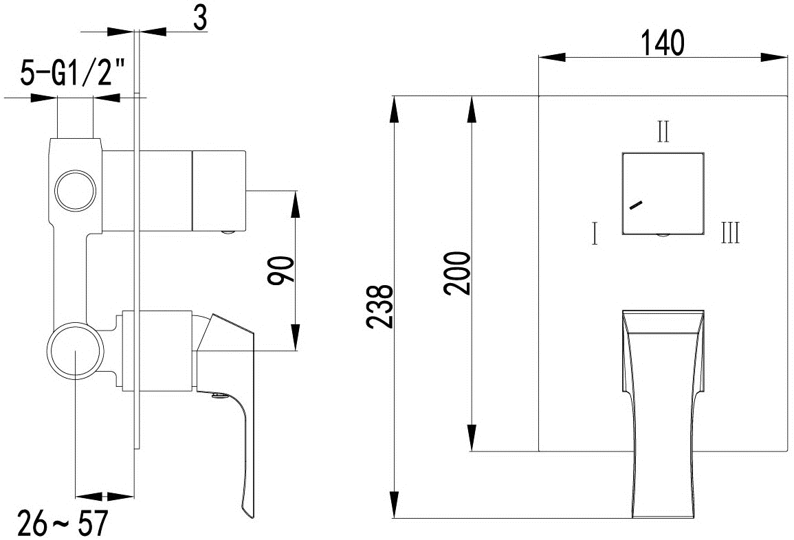 Lemark Unit LM4528C Смеситель встраиваемый для ванны