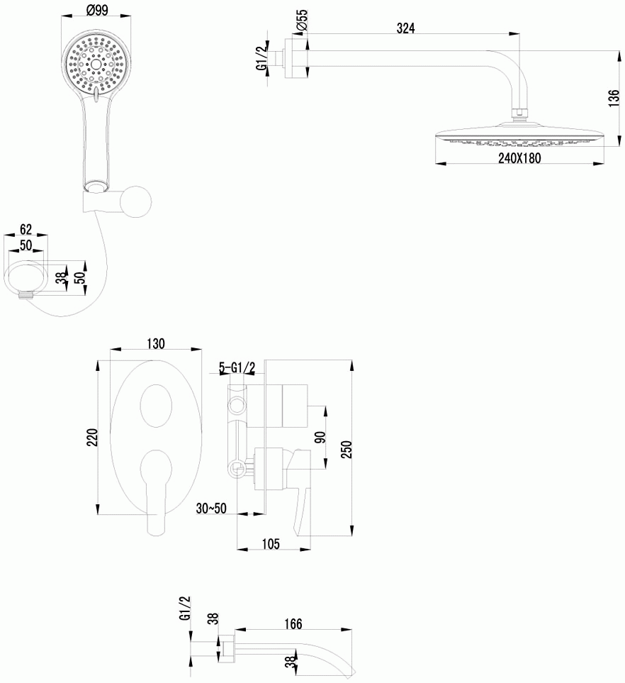 Lemark Atlantiss LM3222C Встраиваемый смеситель для ванны