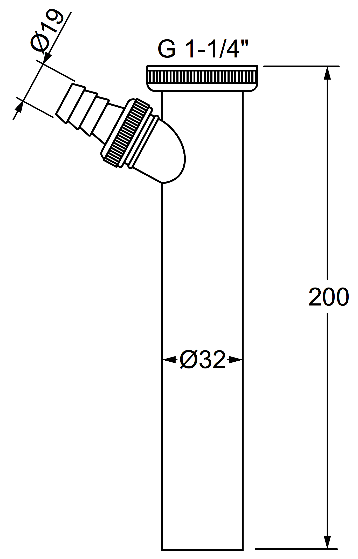 Remer 168 Патрубок Ø32x1-1/4" с отводом для бытовой техники (хром)