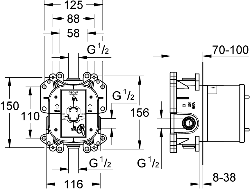 Grohe Rapido E 35501 Смеситель универсальный (встроенный механизм)